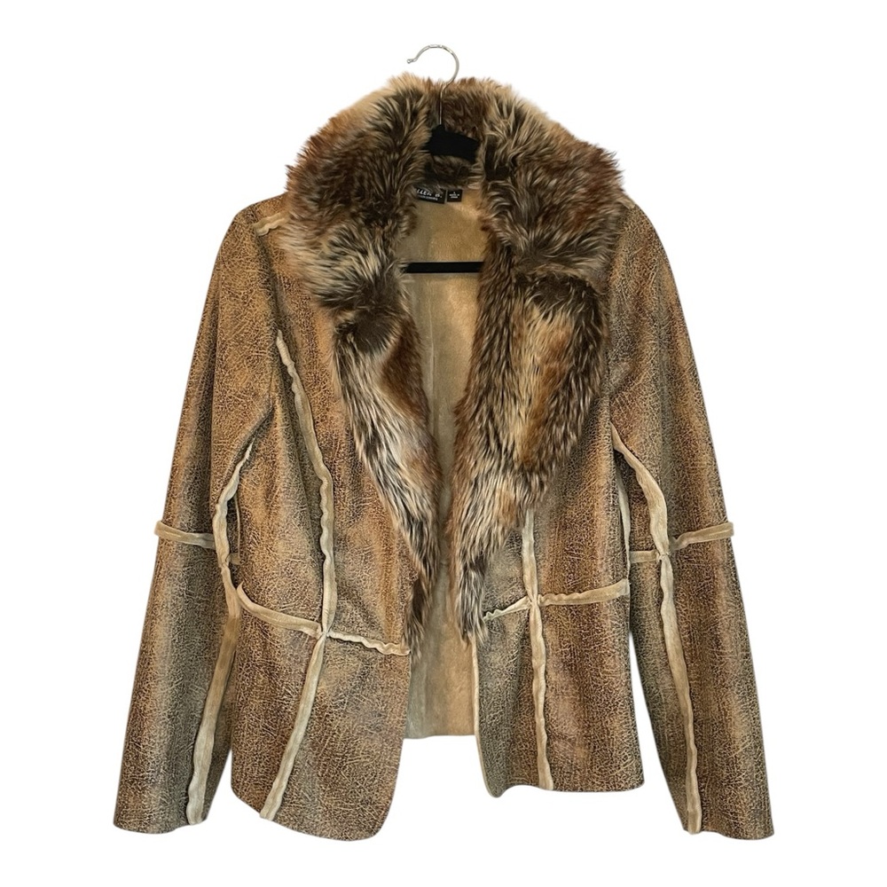 Allen B By Allen women’s Schwartz Faux Fur Suede Jacket Size Large